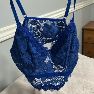 blue lace corset top
